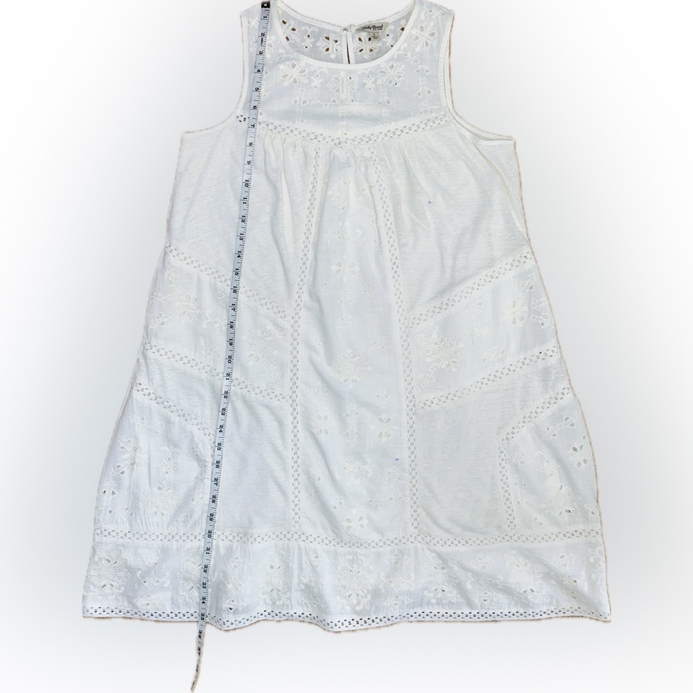 EUC Lucky Brand SZ S Creamy white sleeveless embroidered mini dress/bust 38” - Picture 6 of 8